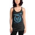 Woman modeling black racerback tank with the phrase ‘A human life is the ultimate 4D experience'